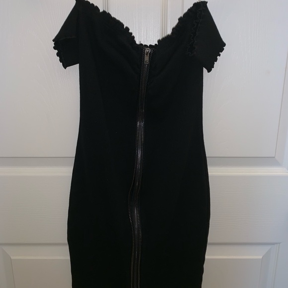 AKIRA Dresses & Skirts - AKIRA Zip Up Black Dress Off The Shoulder
